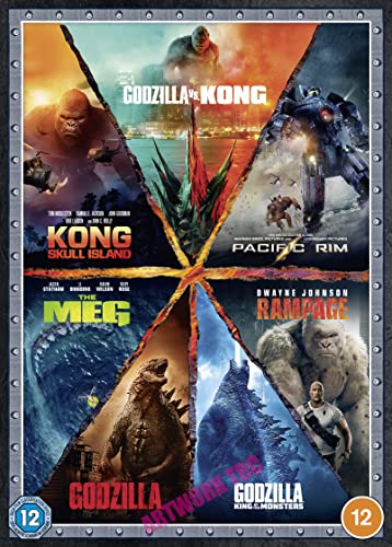 DVD cover featuring monster movie stills: Godzilla, Kong, and giant robots.