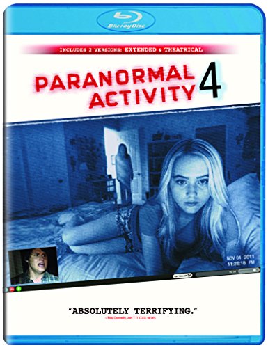 Paranormal Activity 4" Blu-ray cover with a woman and ghostly figure.
