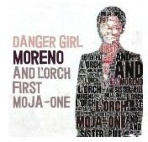 The album cover for "Danger Girl" features a man made of text on a white background.