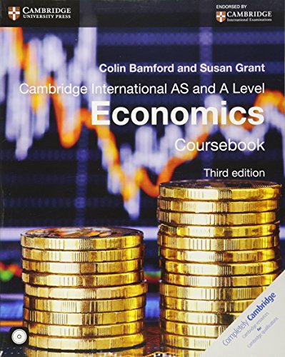 "Economics textbook cover with stacks of gold coins and financial graph in the background."
