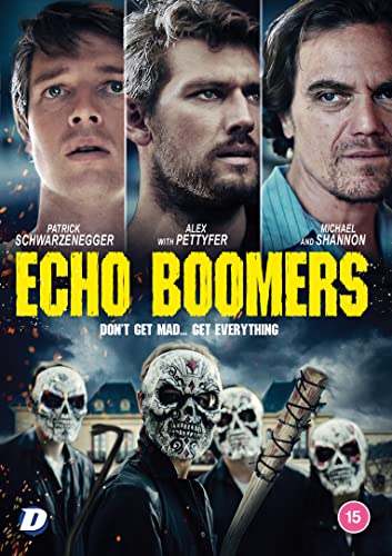 DVD cover for “Echo Boomers” featuring three men and masked figures.