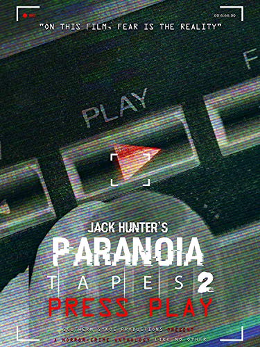 DVD cover for "Jack Hunter's Paranoia Tapes 2: Press Play" with glitch effect.