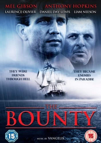 DVD cover for "The Bounty" featuring Mel Gibson, Anthony Hopkins, and a ship.