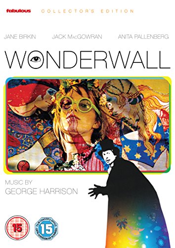 DVD cover for Wonderwall featuring psychedelic artwork, a woman in glasses, and a silhouette.