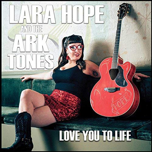 Album cover featuring Lara Hope with a red guitar and vintage style.
