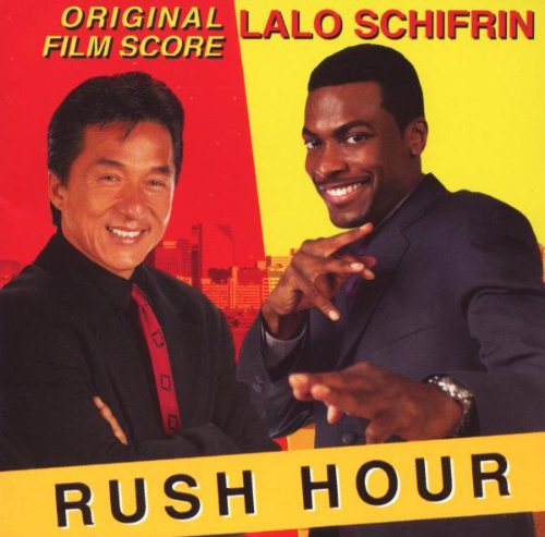CD cover for "Rush Hour" film score featuring Jackie Chan and Chris Tucker.