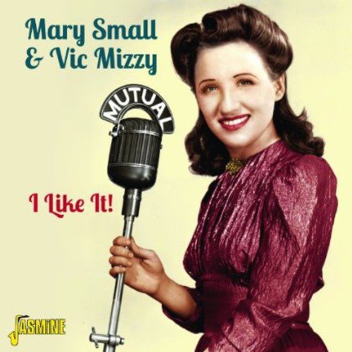 "Vintage CD cover with woman holding a microphone, smiling, against a beige background."
