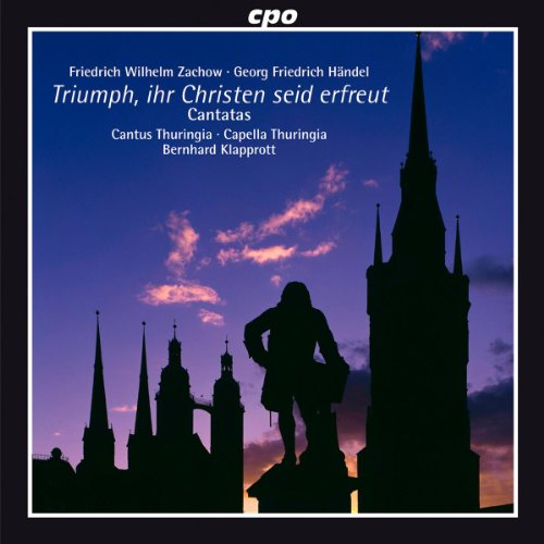 CD cover with silhouetted city skyline and figure against a sunset.