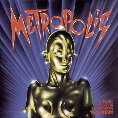 CD cover for "Metropolis" soundtrack featuring a golden robotic woman.