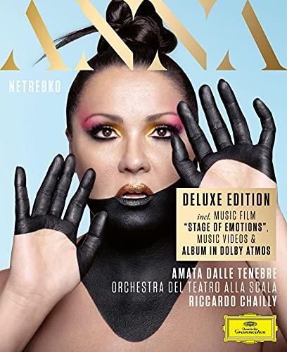 Anna Netrebko CD cover: portrait with dramatic makeup and black hands.