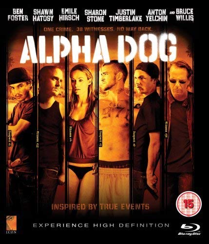 Alpha Dog" Blu-ray cover featuring six actors in a dramatic, gritty composition.