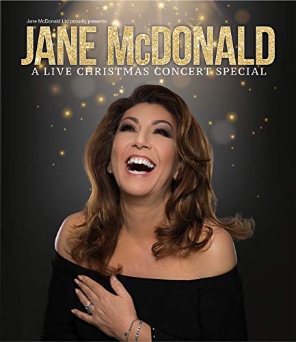 Jane McDonald smiling on Blu-ray cover for a Christmas concert special.