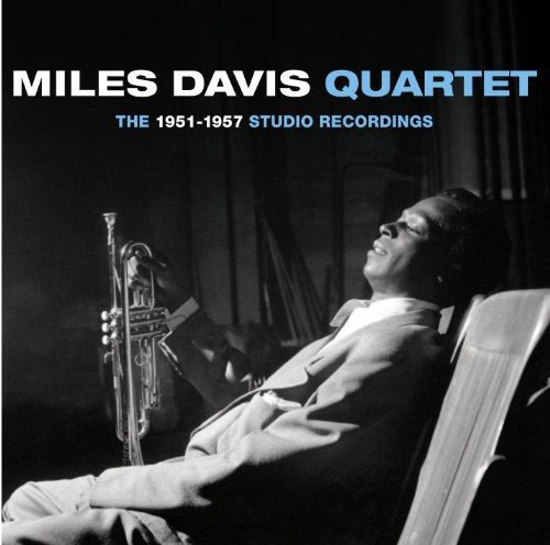 CD cover with black and white photo of Miles Davis holding a trumpet.