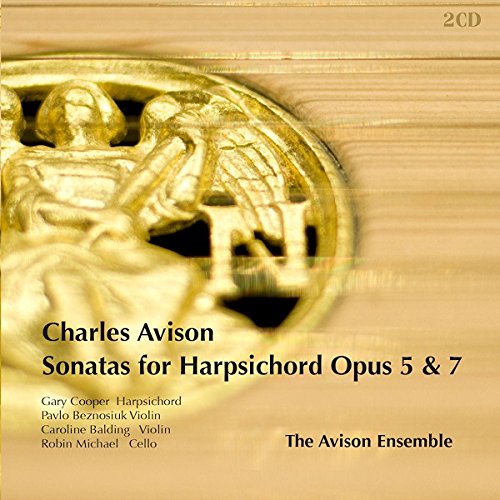 CD cover for Charles Avison’s harpsichord sonatas, featuring gold relief sculpture.
