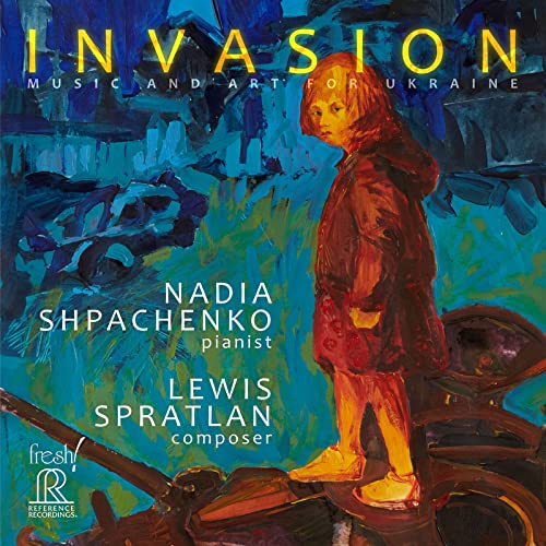 CD cover: painting of a child with tanks in the background.