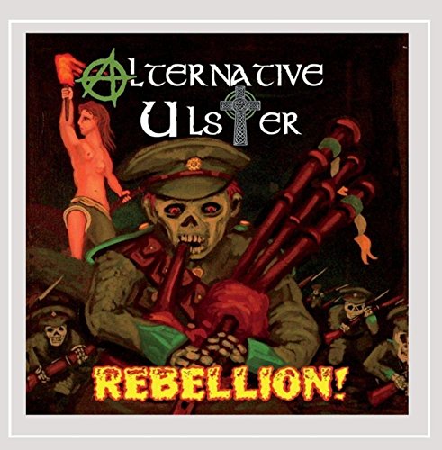 CD cover: skeletal bagpiper, raised arm, anarchy symbol, and fiery text.