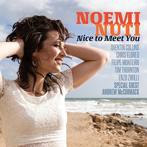 CD cover featuring Noemi Nuti, smiling, with blue sky and ocean backdrop.