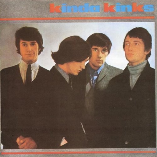 "Kinda Kinks album cover featuring four men in suits against a grey background."