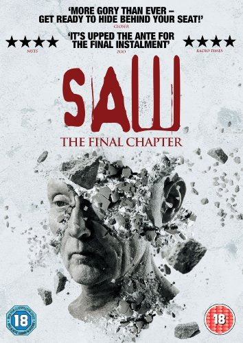 DVD cover for horror film "Saw: The Final Chapter" with fragmented face.