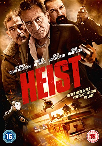 DVD cover for "Heist" with three men and action scene below.