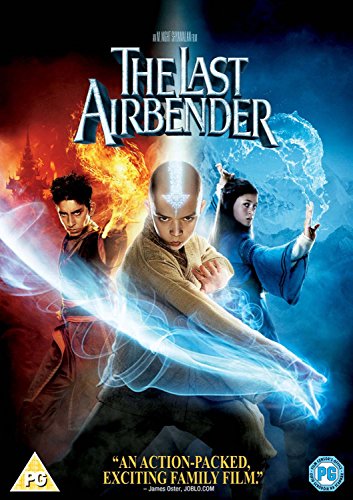 DVD cover for "The Last Airbender" featuring Aang and elemental powers.