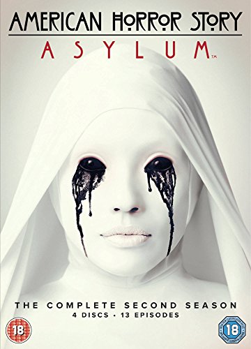 "American Horror Story: Asylum DVD cover featuring a nun with black tears."