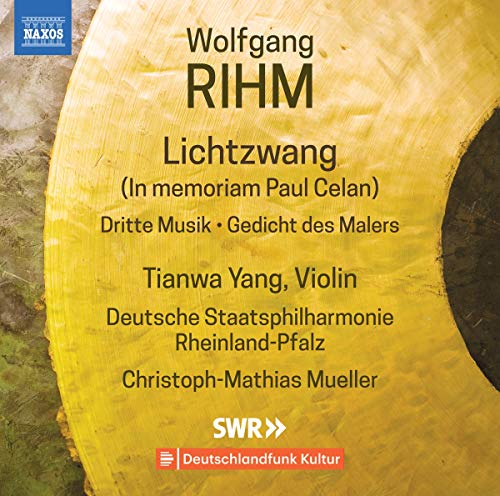 CD cover for Wolfgang Rihm’s “Lichtzwang” featuring Tianwa Yang on violin.