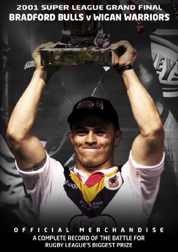 2001 Super League Grand Final DVD cover featuring a player holding a trophy.