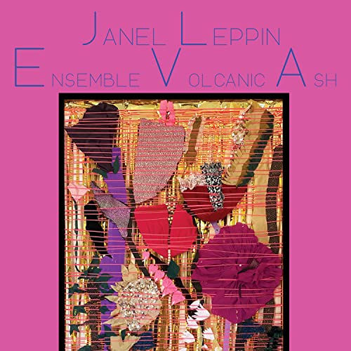 CD cover for "Ensemble Volcanic Ash" with abstract floral textile art.