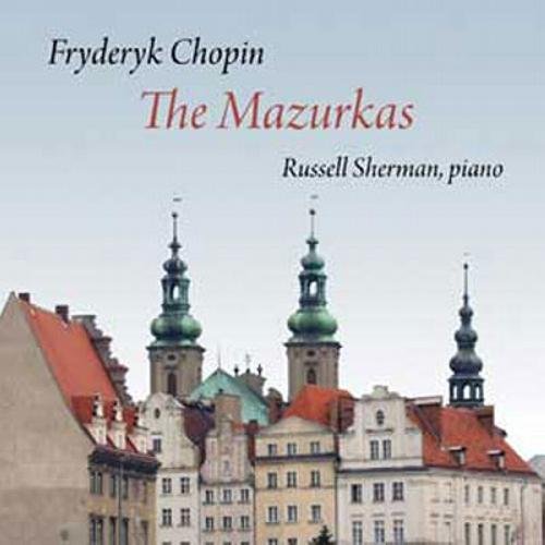"CD cover featuring a cityscape with towers and red roofs, titled 'The Mazurkas'."
