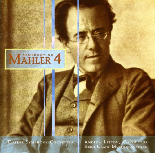 A sepia-toned album cover featuring a portrait of Gustav Mahler with text overlays.