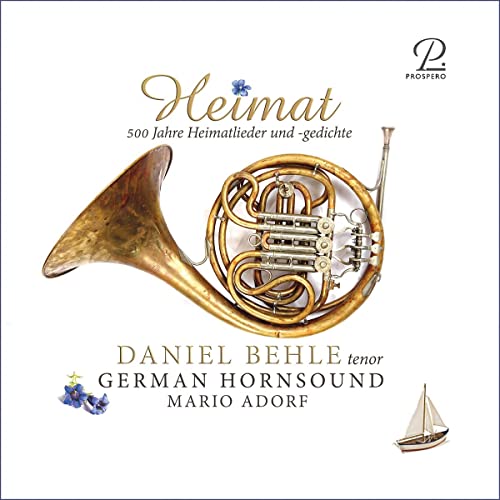 CD cover: brass horn, sailboat, flowers, and text "Heimat" by Daniel Behle.