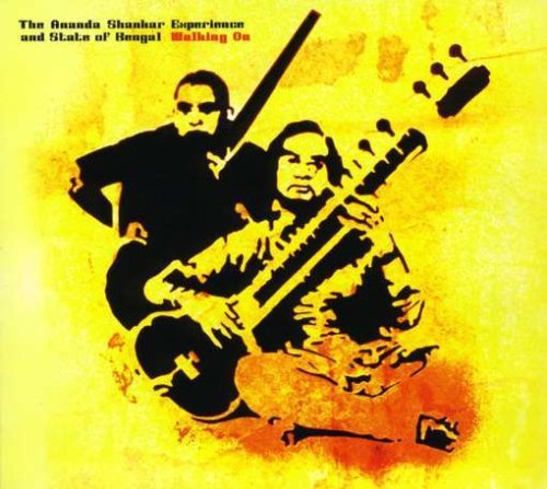 CD cover: Silhouetted musicians with sitar and cello, orange background.