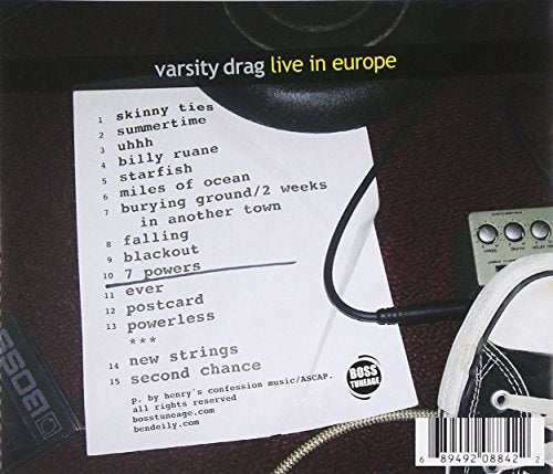 "Album cover with a guitar and tangled cords on a red background."