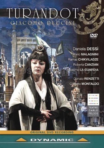 DVD cover for "Turandot" by Puccini, featuring a woman in traditional Chinese attire.