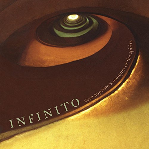 "CD cover with spiral design, 'Infinito' text, and 'Cyro Baptista's Banquet of the Spirits' label."
