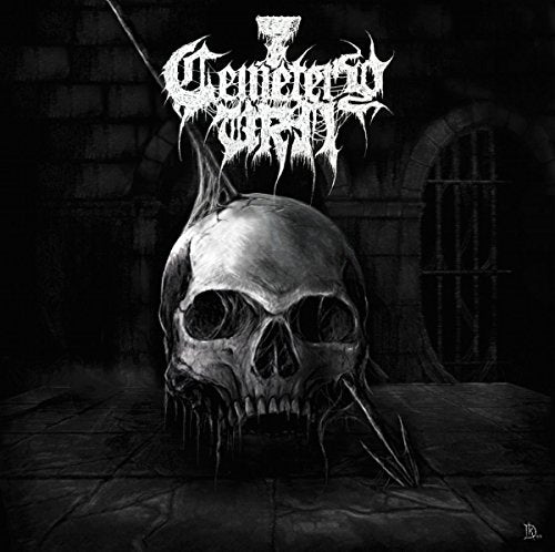 Black and white album cover featuring a skull with dripping spikes.