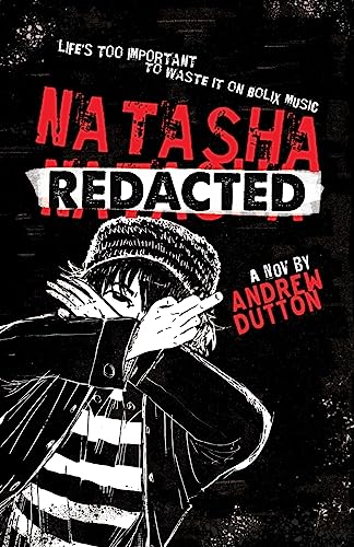 Black and white book cover with illustrated figure and bold red text.