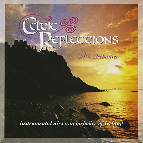 Celtic Reflections CD cover featuring a rocky cliffside at sunset with ocean below.