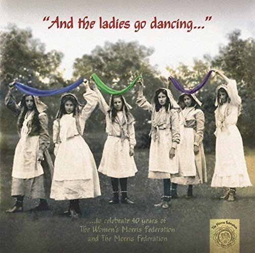 "CD cover featuring six women in white dresses holding coloured ribbons outdoors."