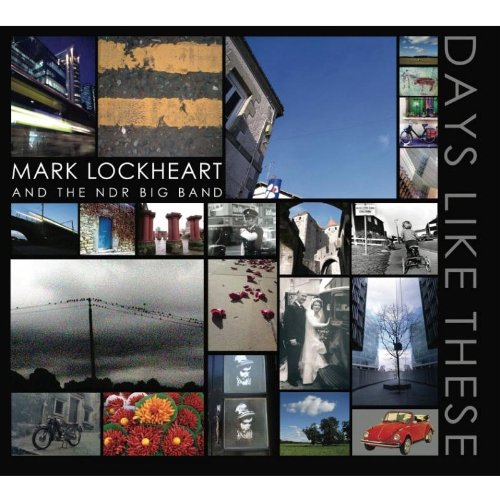 "Album cover with a collage of 16 varied photos on a black background."