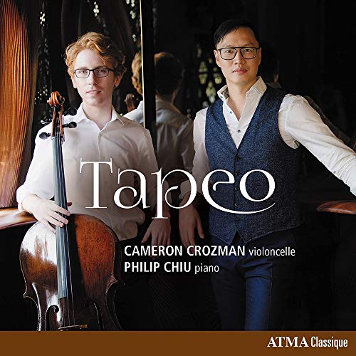 "CD cover featuring two men, one holding a cello, with 'Tapeo' text overlay."