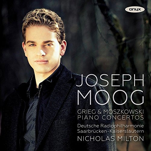 CD cover featuring pianist Joseph Moog and a dark forest background.