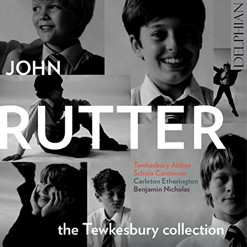 "CD cover featuring black and white images of choir boys and text."