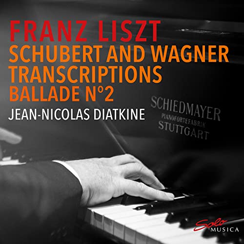CD cover featuring pianist’s hands on keys, text: Liszt, Schubert, Wagner.