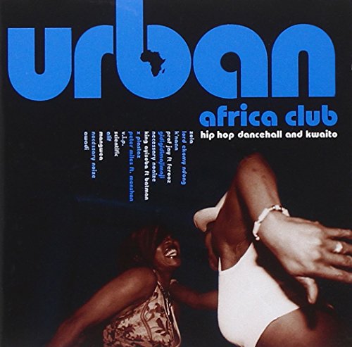 "CD cover with dancing woman and blue 'urban africa club' text on black background."