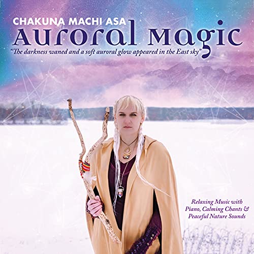 CD cover: woman in a cape holds a branch against a snowy, aurora background.