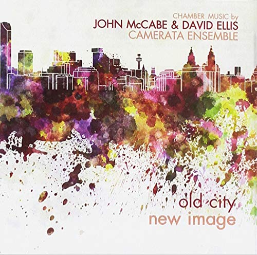"CD cover featuring a colorful city skyline with abstract watercolor splatters and text overlays."