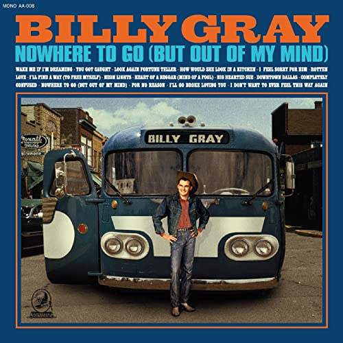 Billy Gray album cover featuring a musician and a vintage bus.