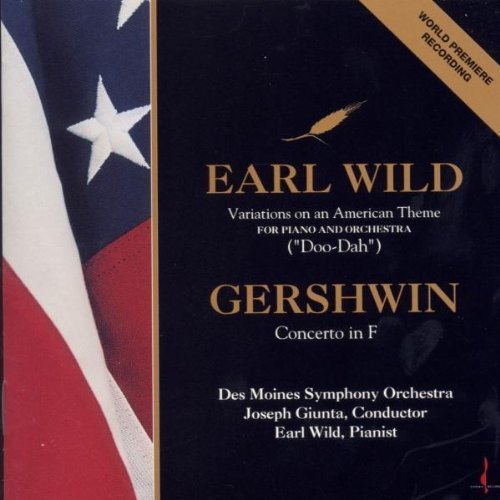 "CD cover with American flag on left and black background with gold text on right."